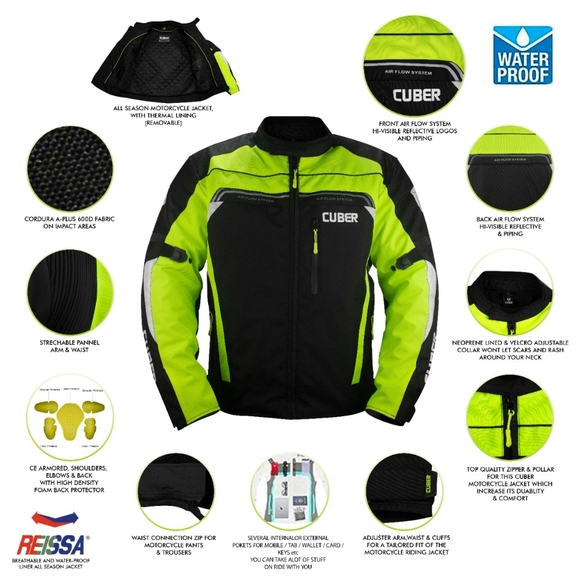 HWK Mesh HWK Spyder Motorcycle Jacket For Men With Weather